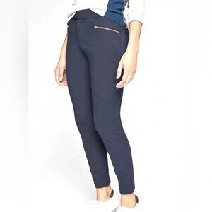 Athleta Women's Navy Blue Ponte Moto Skinny Pant w/ Zipper Detail